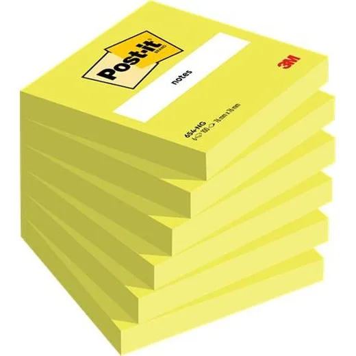 Samolepiaci blok, 76x76 mm, 6x100 listov, 3M POSTIT, neónová zelená
