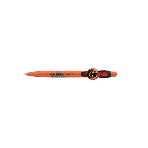Guľôčkové pero, 0,8 mm, stláčací mechanizmus, oranžové vzorované telo, ICO "Halloween", modré