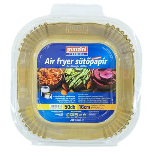 Papier na pečenie, silikónový, pre Air Fryer, štvorcový, 16 cm, 50 ks, MAZZINI "Premium"