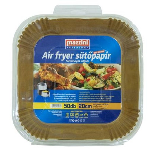 Papier na pečenie, silikónový, pre Air Fryer, štvorcový, 20 cm, 50 ks, MAZZINI "Premium"