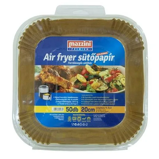 Papier na pečenie, silikónový, pre Air Fryer, štvorcový, 20 cm, 50 ks, MAZZINI "Premium"