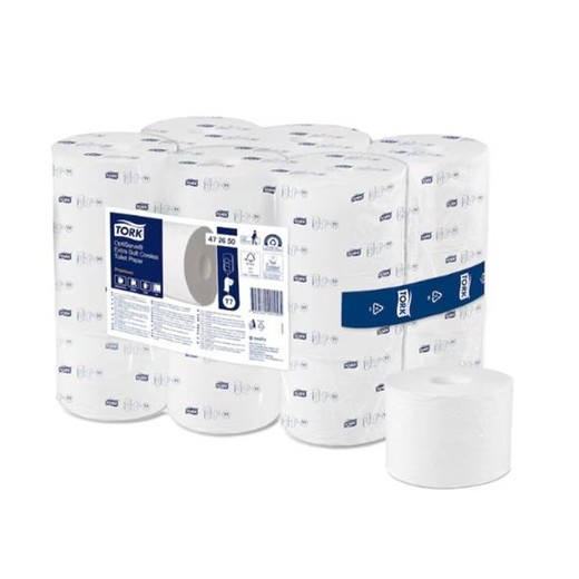Toaletný papier, bezdutinkový, T7 systém, 3-vrstvový, priemer 13,1 cm, Premium, TORK "OptiServe", biela