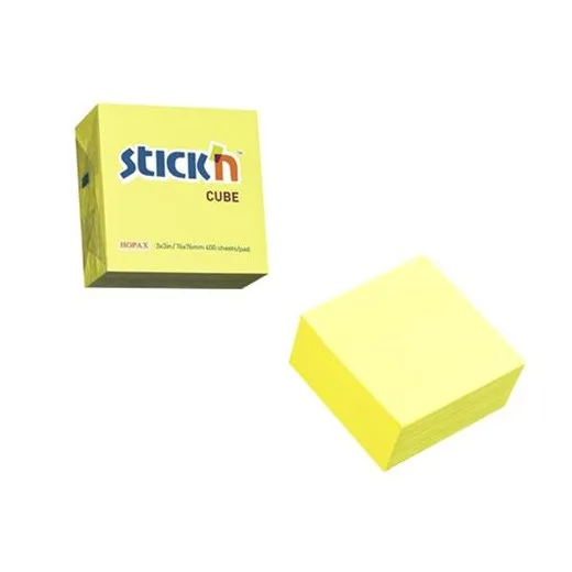 Samolepiaci blok, 76x76mm, 400 listov, STICK N, neónová žltá