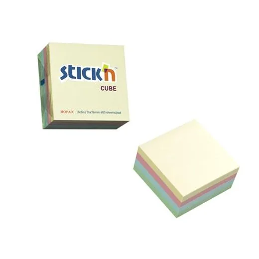 Samolepiaci blok, 76x76mm, 400 listov, STICK N, pastelové dúhové farby
