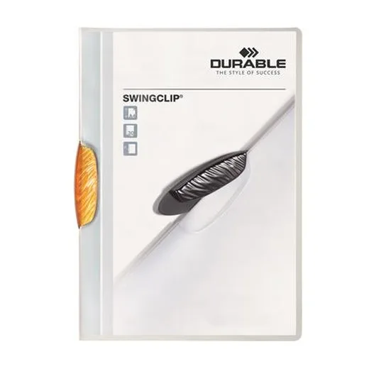 Rýchloviazač, s klipom, A4, DURABLE "Swingclip® 30", oranžová