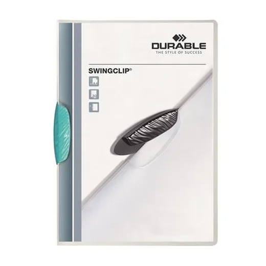 Rýchloviazač, s klipom, A4, DURABLE "Swingclip® 30", svetlomodrá