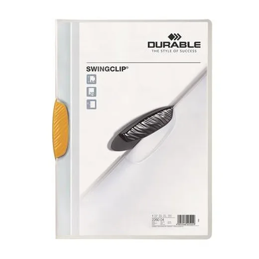 Rýchloviazač, s klipom, A4, DURABLE "Swingclip® 30", žltá