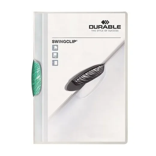 Rýchloviazač, s klipom, A4, DURABLE "Swingclip® 30", tmavozelená