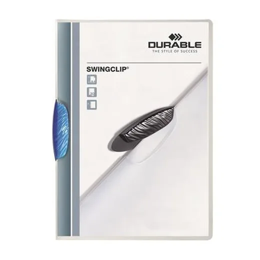 Rýchloviazač, s klipom, A4, DURABLE "Swingclip® 30", modrá