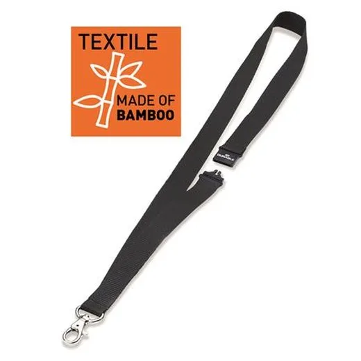 Šnúrka na krk, s karabínou, DURABLE "ECO", čierna