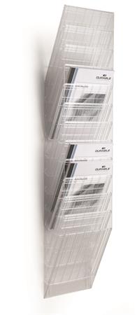 Stojan na prospekty, stojaci, nástenný, A4, DURABLE "FLEXIBOXX 12", priehľadná