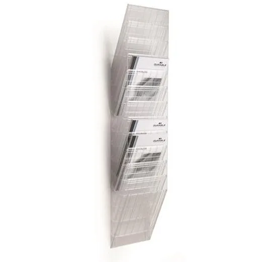 Stojan na prospekty, stojaci, nástenný, A4, DURABLE "FLEXIBOXX 12", priehľadná