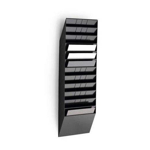 Stojan na prospekty, nástenný, ležiaci, A4, DURABLE "FLEXIBOXX 12", čierna