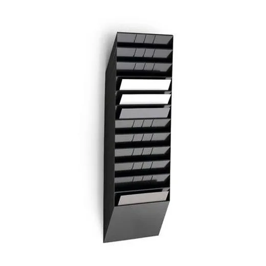 Stojan na prospekty, nástenný, ležiaci, A4, DURABLE "FLEXIBOXX 12", čierna