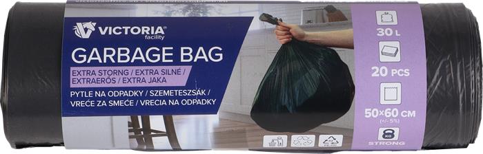 Vrecia na odpadky, extra silné, 30 l, 20 ks, VICTORIA FACILITY
