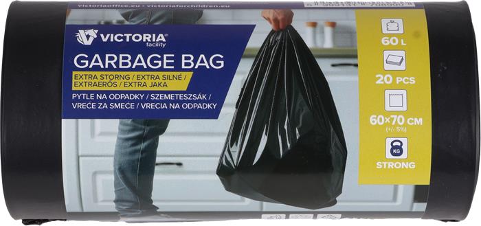 Vrecia na odpadky, extra silné, 60 l, 20 ks, VICTORIA FACILITY