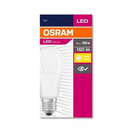 LED žiarovka, E27, guľa, A60, 13W, 1521 lm, 2700K (MF), OSRAM "Value"