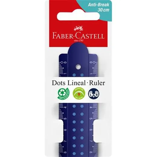 Pravítko, plastové, odolné proti zlomeniu, 30 cm, FABER-CASTELL "Dots", mix farieb