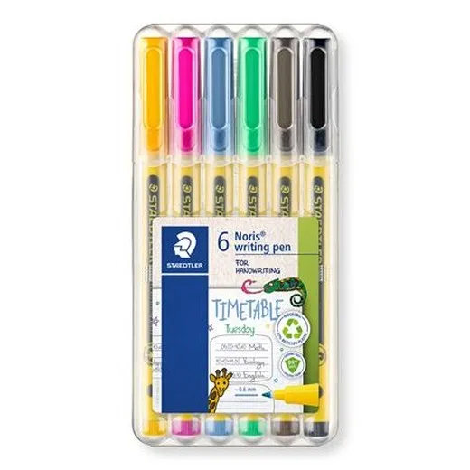 Liner, sada, 0,6 mm,  STAEDTLER "Noris® 307", 6 rôznych farieb