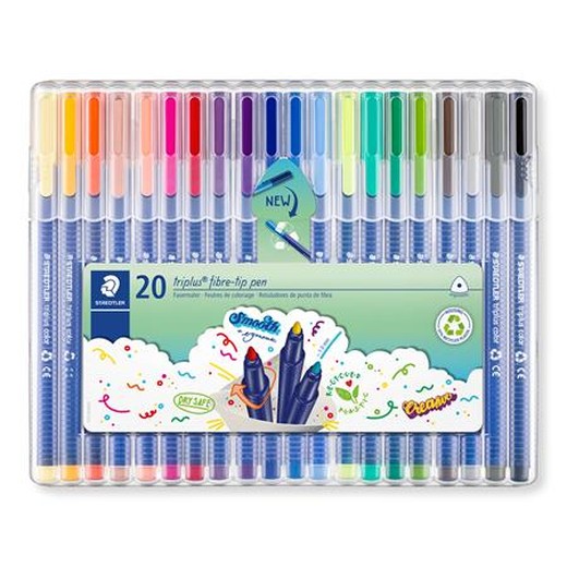 Fixky sada, 1 mm, STAEDTLER "Triplus 323", 20 rôznych farieb