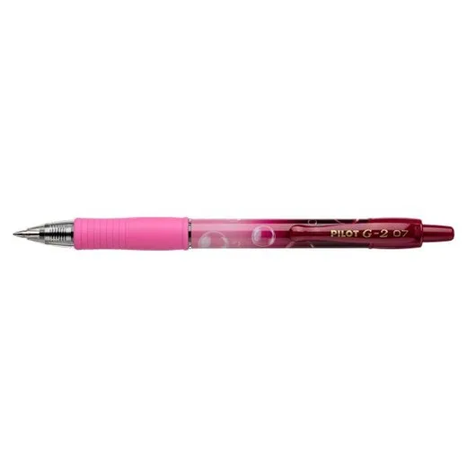 Gélové pero, 0,32 mm, stláčací mechanizmus, PILOT "G-2 Pink Bubble", modrá