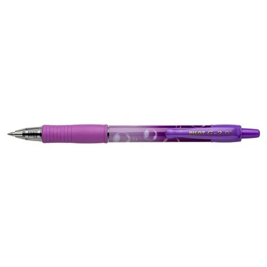 Gélové pero, 0,32 mm, stláčací mechanizmus, PILOT "G-2 Purple Bubble", modrá