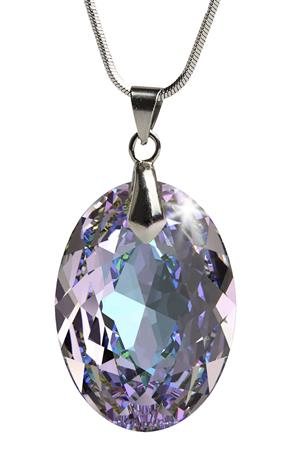 Retiazka, oválny prívesok, s fialovým ametistovým krištáľom  SWAROVSKI®, 16 mm ART CRYSTELLA®