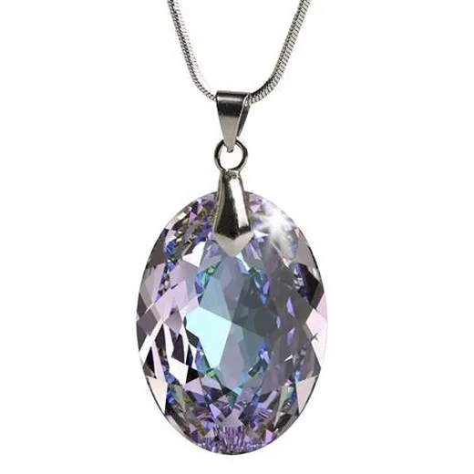 Retiazka, oválny prívesok, s fialovým ametistovým krištáľom  SWAROVSKI®, 16 mm ART CRYSTELLA®