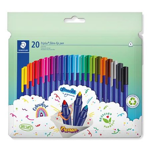 Fixky, sada, 1 mm, STAEDTLER "Triplus 323", 20 rôznych farieb