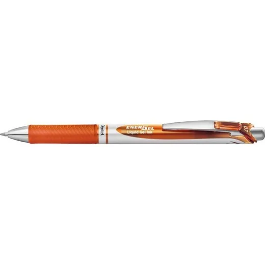 Gélové pero, 035 mm, stláčací mechanizmus, PENTEL "EnerGel BL77", oranžové