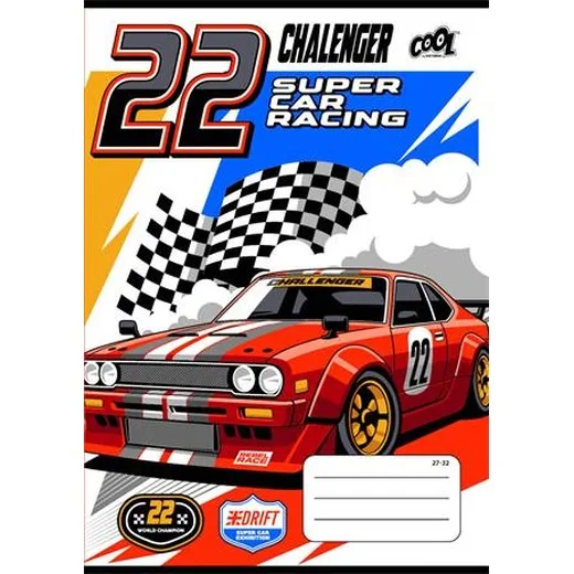 Zošit, A5, štvorčekový, 32 listov, COOL BY VICTORIA "Race cars", "27-32"