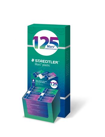 Guma, displej, STAEDTLER "Mars® Plastic 526, 125 years", modrá-zelená-fialová