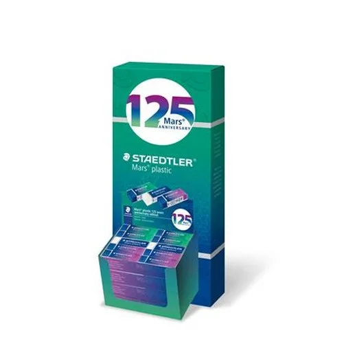 Guma, displej, STAEDTLER "Mars® Plastic 526, 125 years", modrá-zelená-fialová