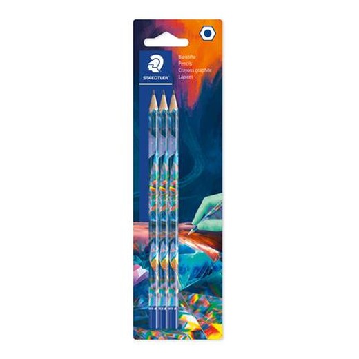 Grafitová ceruzka, sada, HB, šesťhranná, STAEDTLER "170 BK3-1", Multiverzum