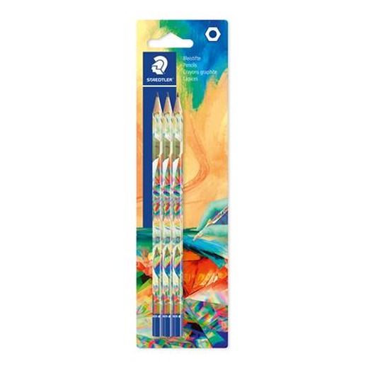 Grafitová ceruzka, sada, HB, šesťhranná, STAEDTLER "170 BK3-2", Multiverzum