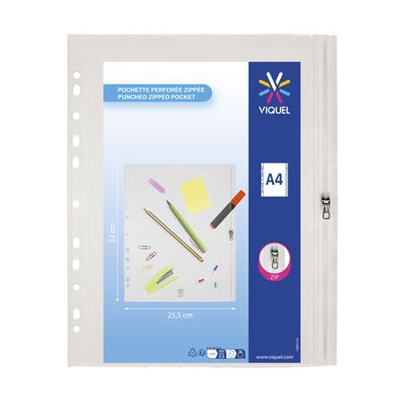 Obal na zips, A4, PP, VIQUEL "Pockets", priehľadný