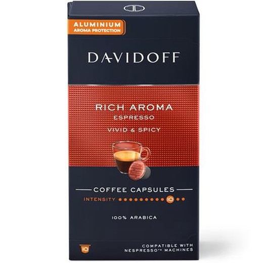 Kávové kapsule, kompatibilné s Nespresso®, 10 ks, DAVIDOFF "Rich Aroma"