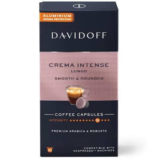 Kávové kapsule, kompatibilné s Nespresso®, 10 ks, DAVIDOFF "Crema Intense Lungo"