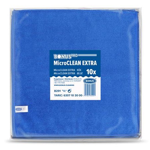 Čistiaca utierka, univerzálna,10 ks, 40x40 cm, BONUS "MicroCLEAN Extra", modrá
