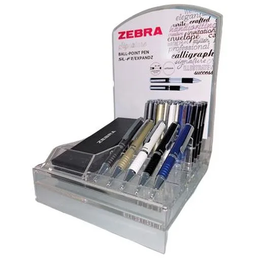 Guľôčkové pero, displej, 0,24, teleskopické, ZEBRA "SL-F1", modré