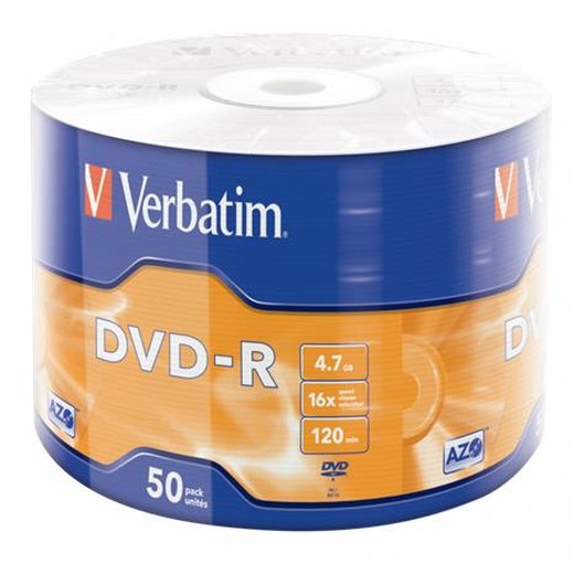 DVD-R disk, 4,7GB, 16x, 50 ks, zmršťovacie balenie, VERBATIM