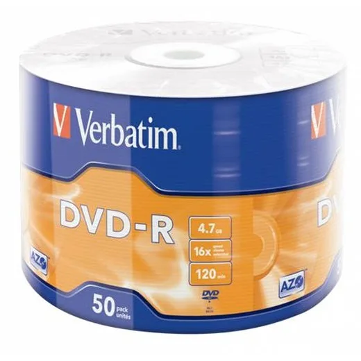 DVD-R disk, 4,7GB, 16x, 50 ks, zmršťovacie balenie, VERBATIM