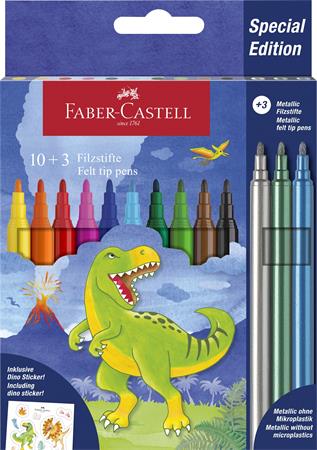 Fixky, sada, FABER-CASTELL "Dino" 10 rôznych farieb + 3 kovové farby