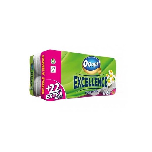 Toaletný papier, 3-vrstvový, malý kotúč, 16 kotúčov, OOOPS "Excellence", kamilka