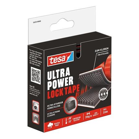 Samolepiaci suchý zips - pás, obojstranný, 25 mm x 1 m, TESA "Ultra Power Lock"
