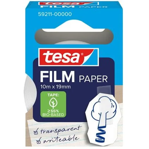 Lepiaca páska, popisovateľná, papier, 19 mm x 10 m, TESA "Tesafilm", priehľadná