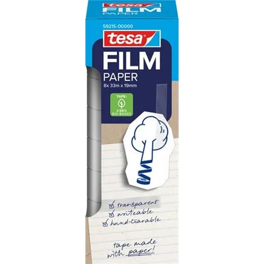 Lepiaca páska, popisovateľná, papier, 19 mm x 33 m, TESA "Tesafilm",  priehľadná