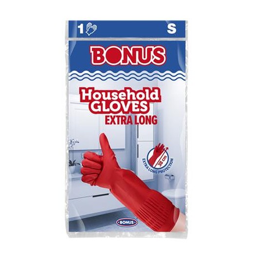 Latexové rukavice, extra dlhé, 38 cm, veľkosť S, BONUS, červené