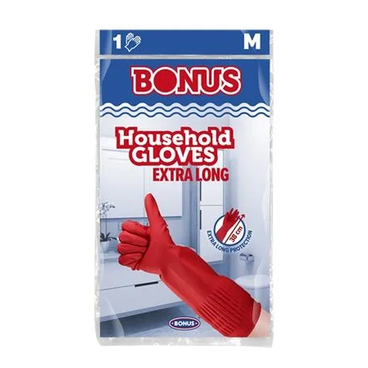 Latexové rukavice, extra dlhé, 38 cm, veľkosť M, BONUS, červené