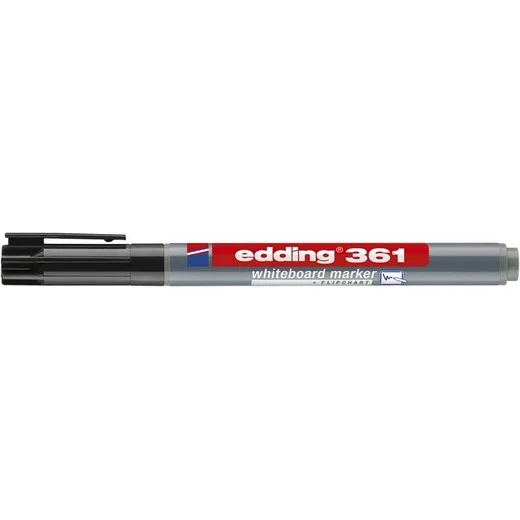 Popisovač na biele a flipchartové tabule, kuželový hrot, 1 mm, EDDING "361", čierny